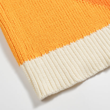 Vintage Multicoloured Striped V-Neck Knitted Polo for Men