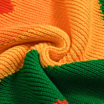 Vintage Multicoloured Striped V-Neck Knitted Polo for Men