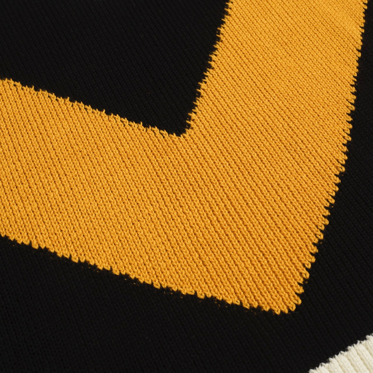 Vintage Black Graphic Knit Polo for Men