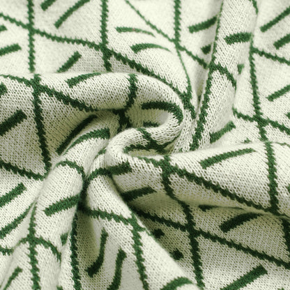 Vintage Graphic Embroidered Green Polo for Men with V-Neck