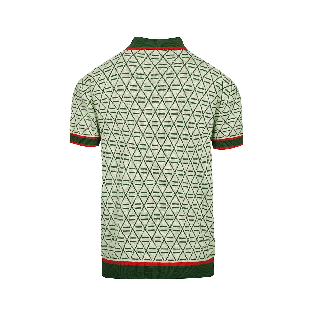 Vintage Graphic Embroidered Green Polo for Men with V-Neck