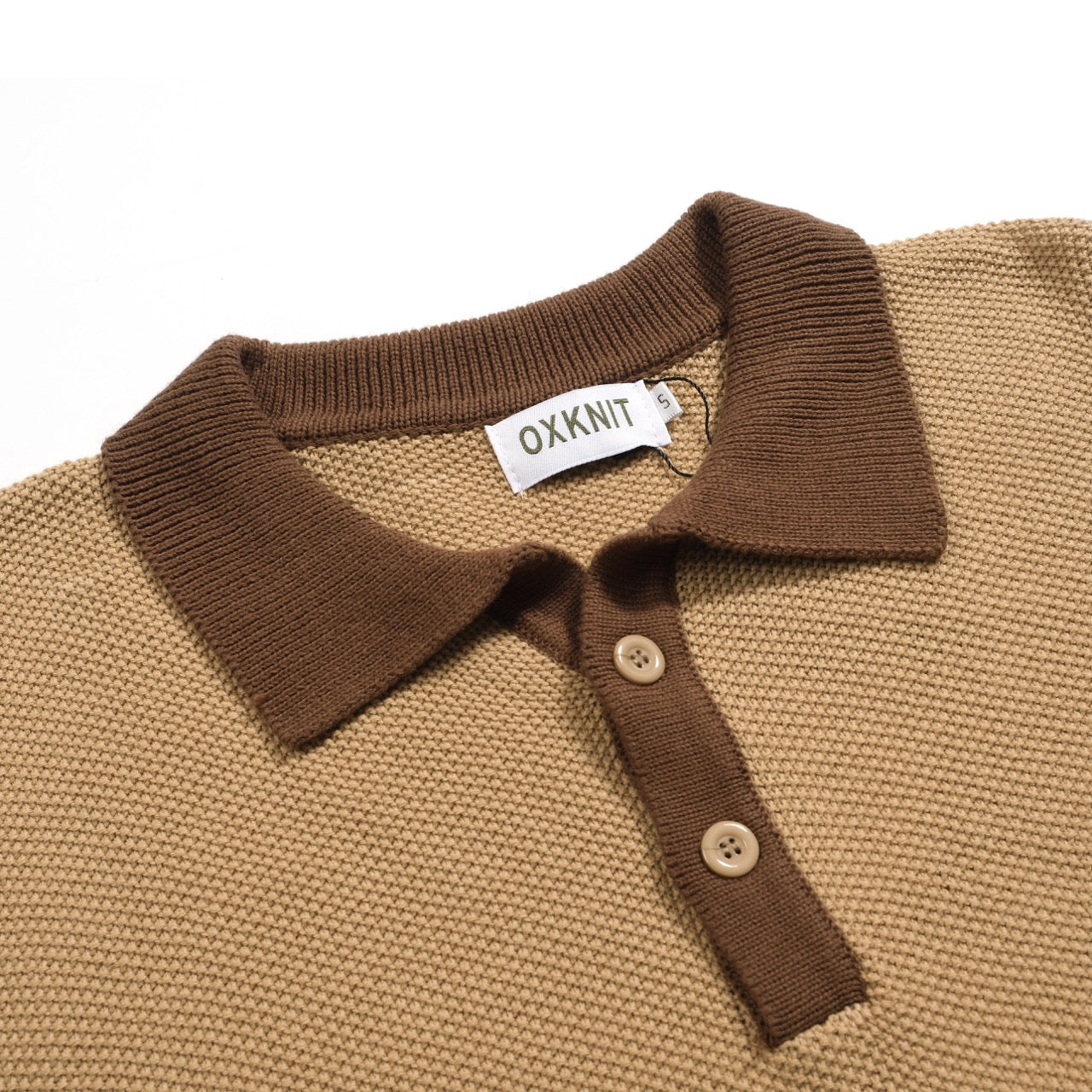 Men's Retro Knitted Polo in Khaki