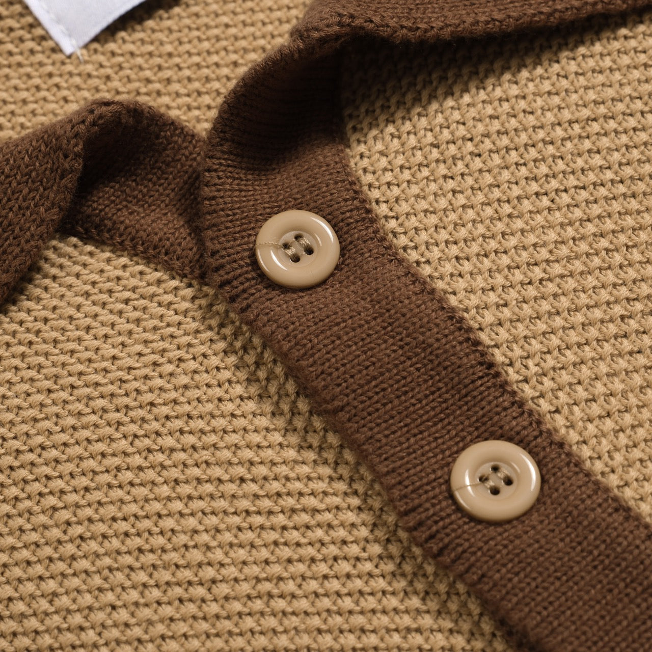 Men's Retro Knitted Polo in Khaki