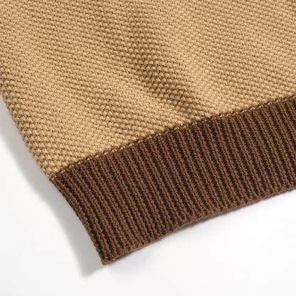 Men's Retro Knitted Polo in Khaki