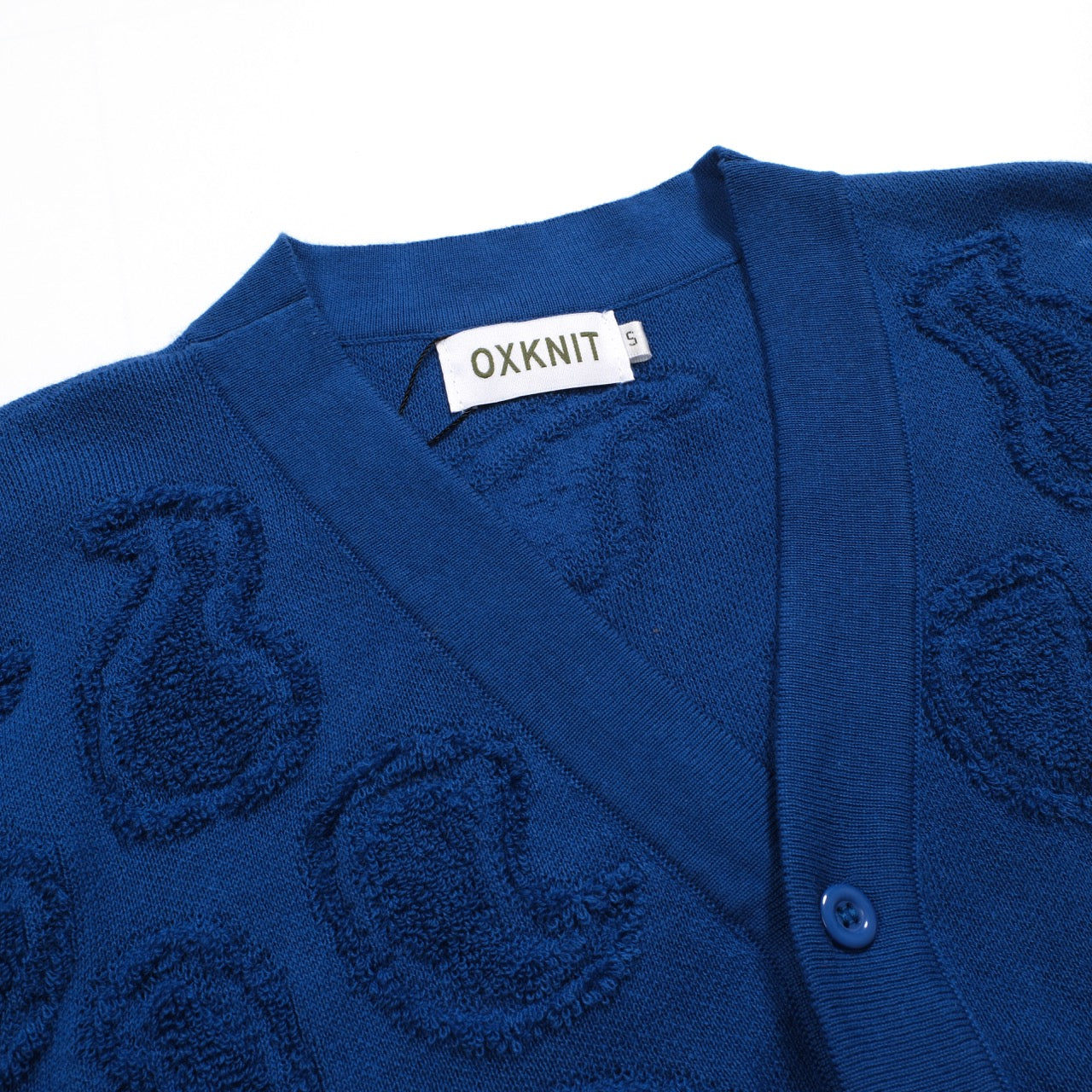 Casual Navy Blue Textured V-Neck Knit Cardigan for Men