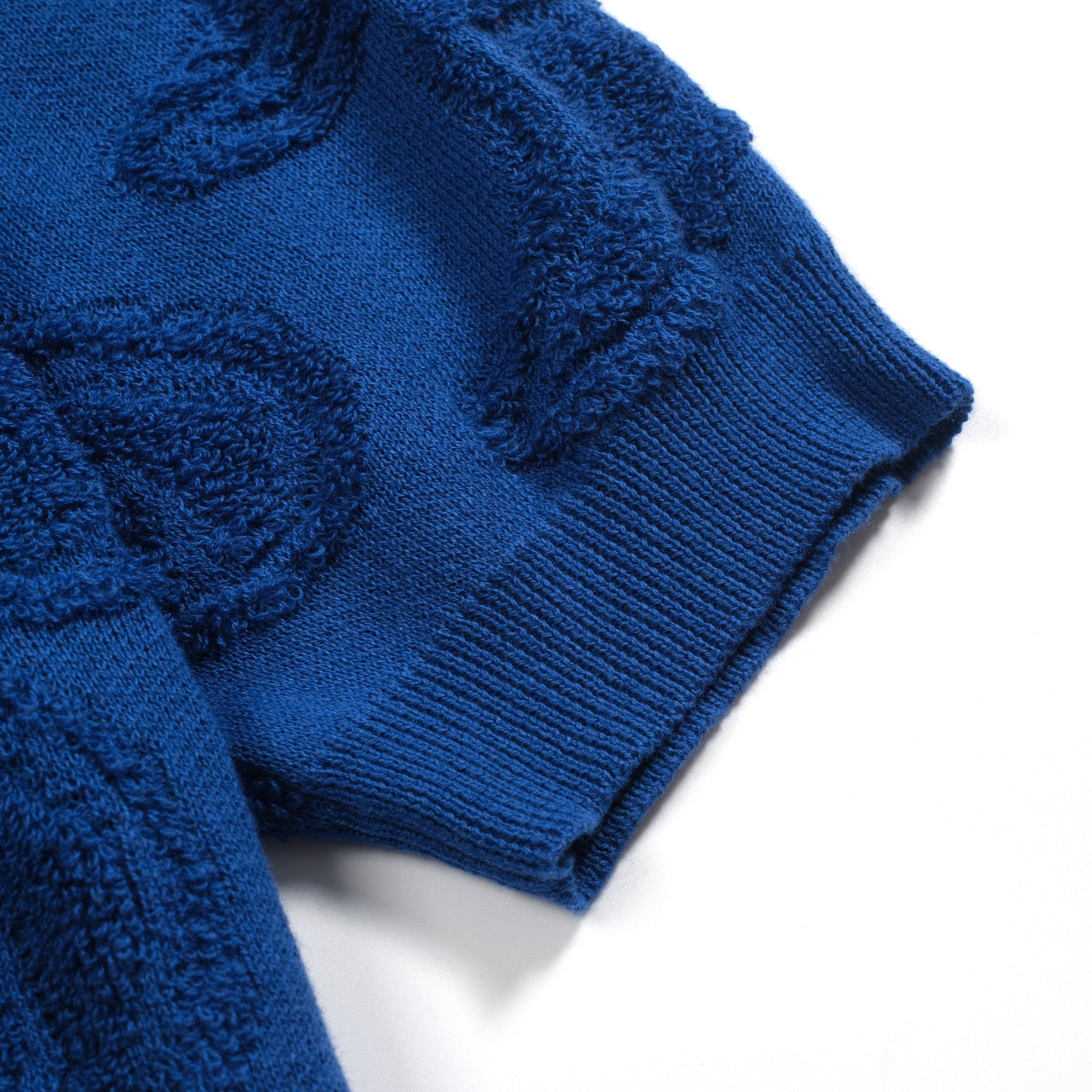 Casual Navy Blue Textured V-Neck Knit Cardigan for Men