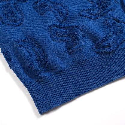 Casual Navy Blue Textured V-Neck Knit Cardigan for Men