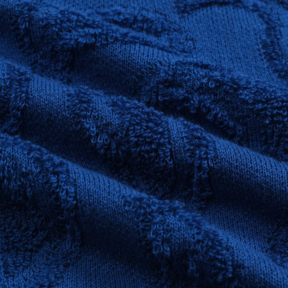 Casual Navy Blue Textured V-Neck Knit Cardigan for Men