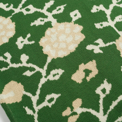 Men's Green Floral Jacquard V-Neck Knitted Polo