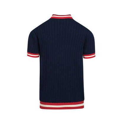 Men's Vintage Navy Blue Knitted Polo