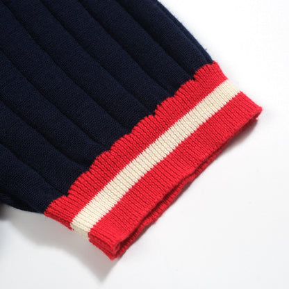 Men's Vintage Navy Blue Knitted Polo