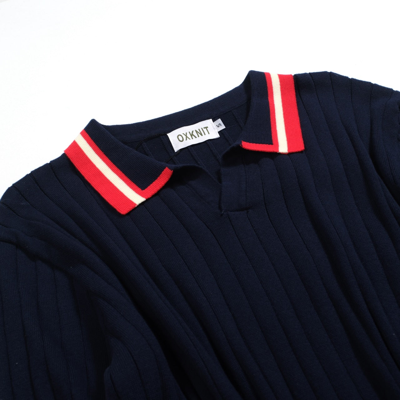Men's Vintage Navy Blue Knitted Polo