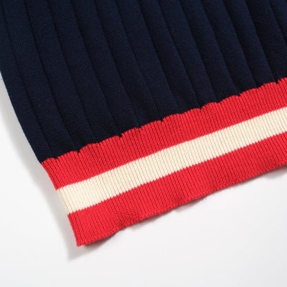 Men's Vintage Navy Blue Knitted Polo