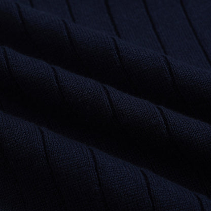 Men's Vintage Navy Blue Knitted Polo