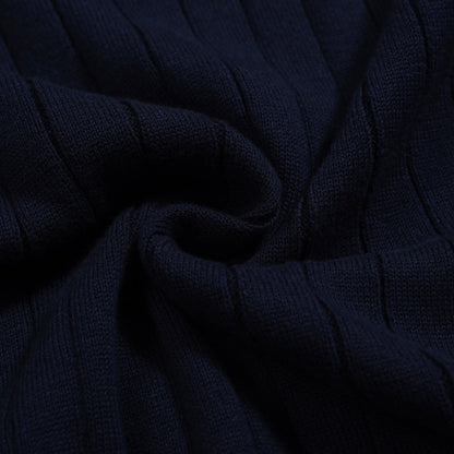 Men's Vintage Navy Blue Knitted Polo