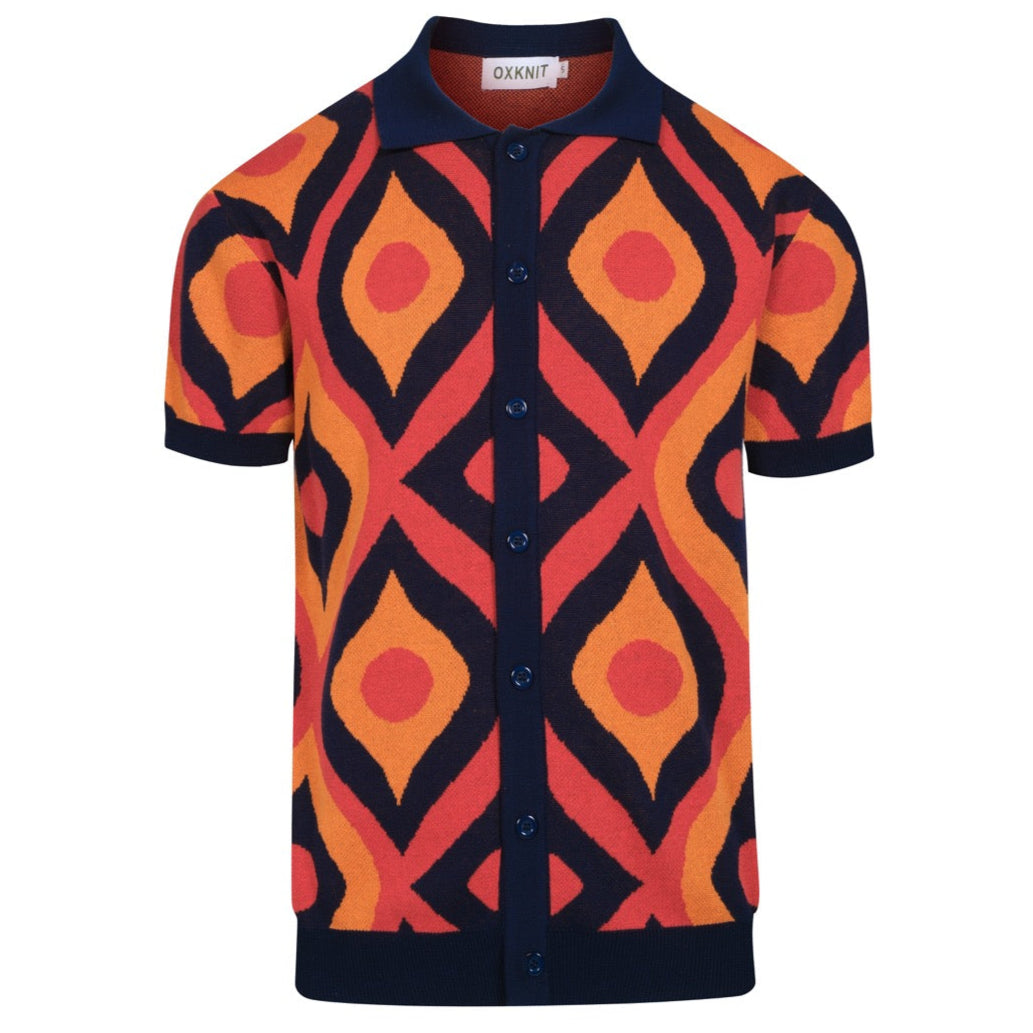 Vintage red jacquard cardigan for men from the 1960s