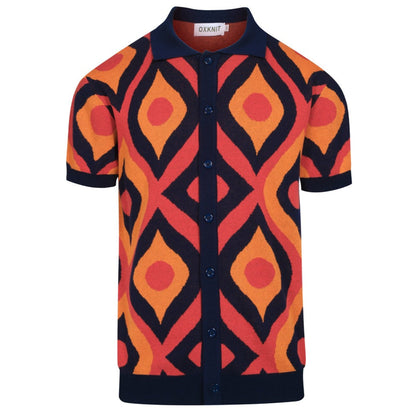 Vintage red jacquard cardigan for men from the 1960s