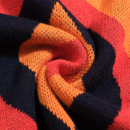 Vintage red jacquard cardigan for men from the 1960s