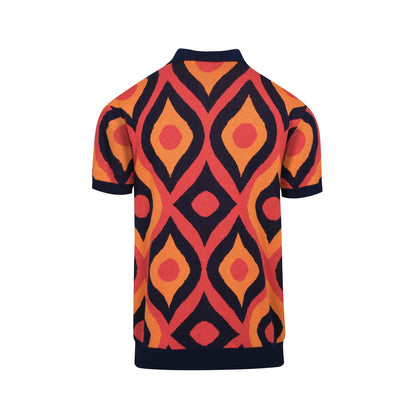 Vintage red jacquard cardigan for men from the 1960s