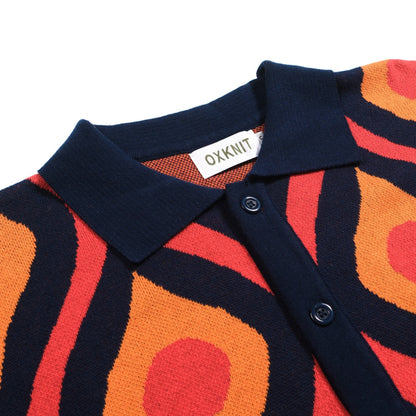 Vintage red jacquard cardigan for men from the 1960s