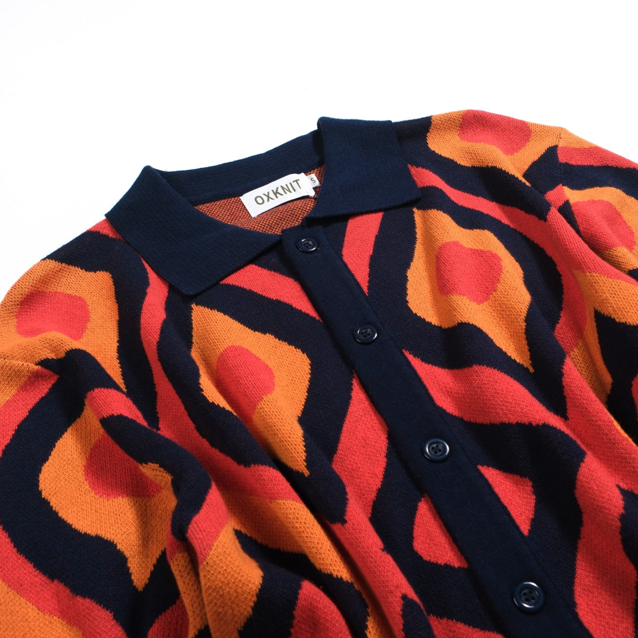 Vintage red jacquard cardigan for men from the 1960s