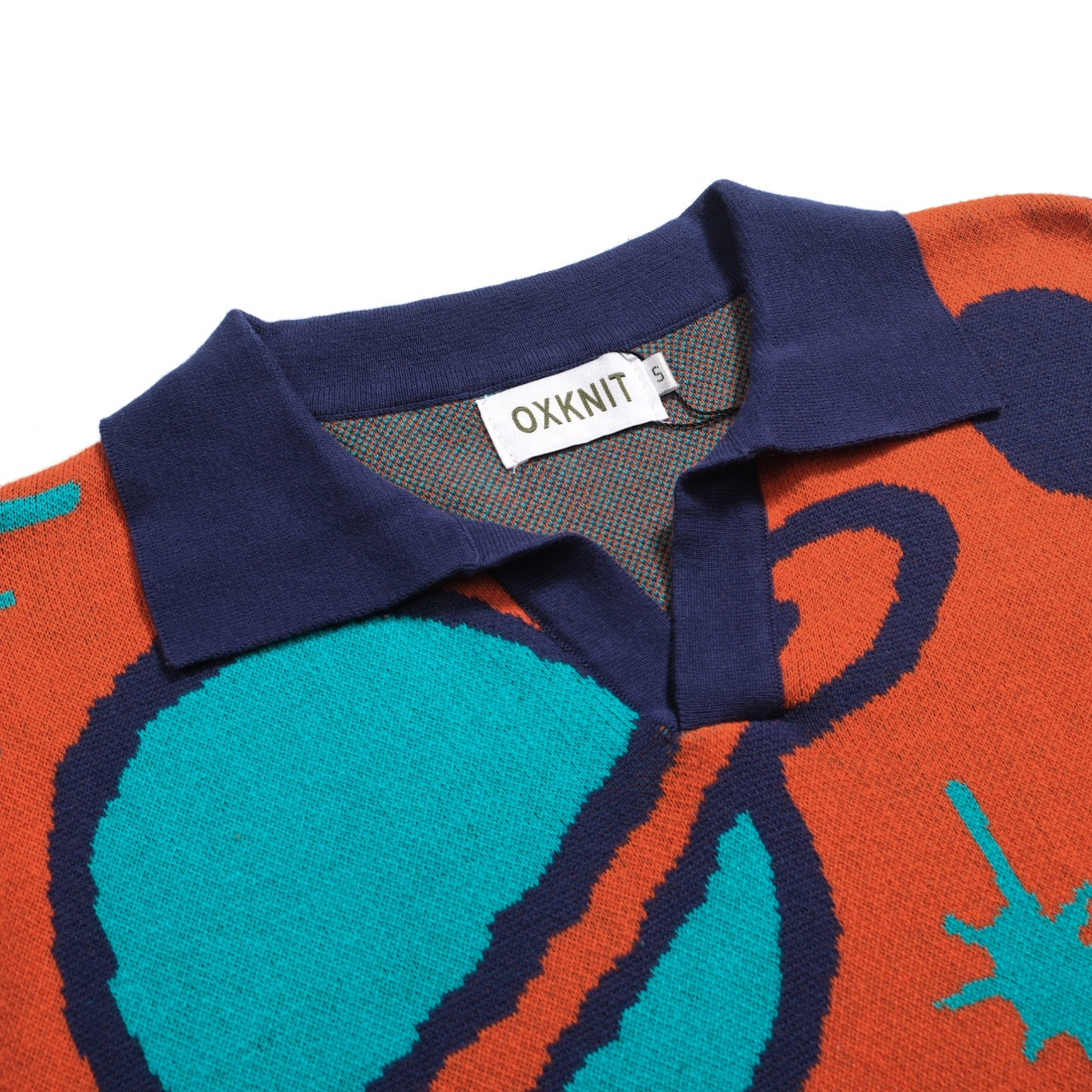 Men's Vintage Knitted V-Neck Polo, Orange