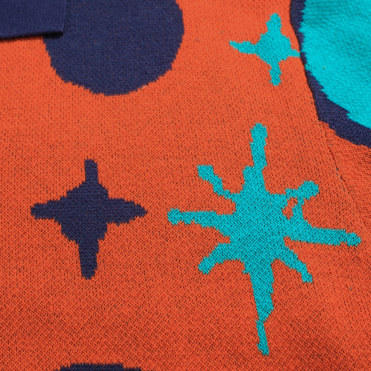 Men's Vintage Knitted V-Neck Polo, Orange