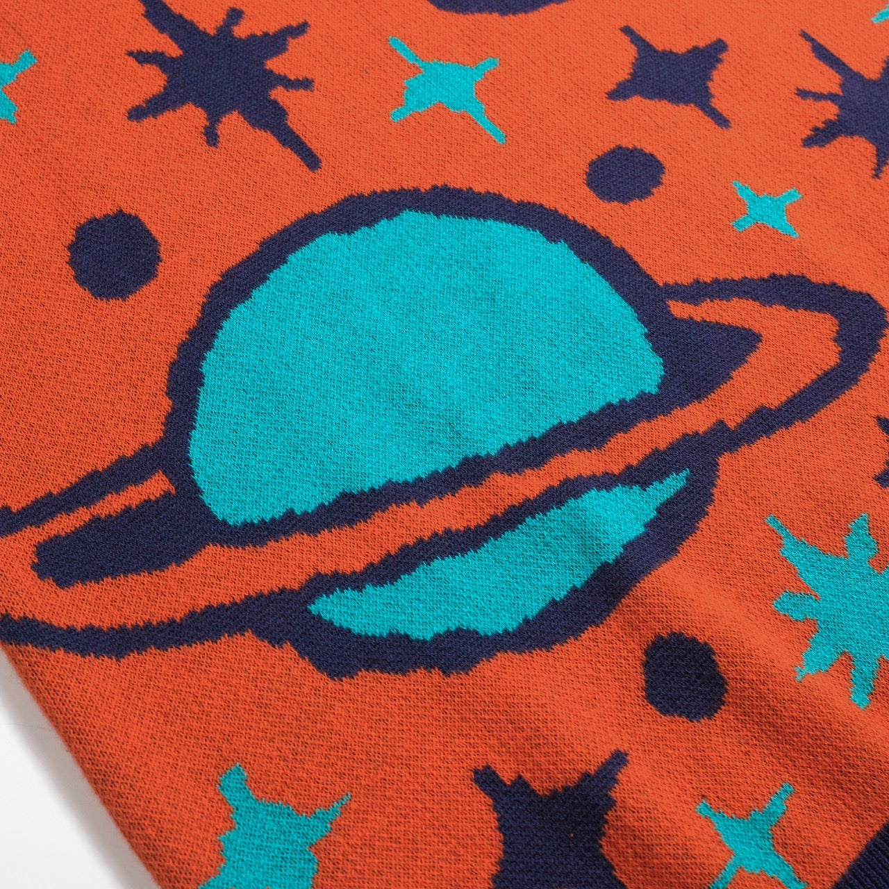 Men's Vintage Knitted V-Neck Polo, Orange