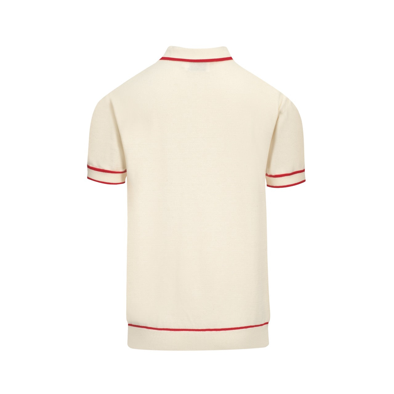 Men's V-Neck Knitted Polo in White Apricot 1976