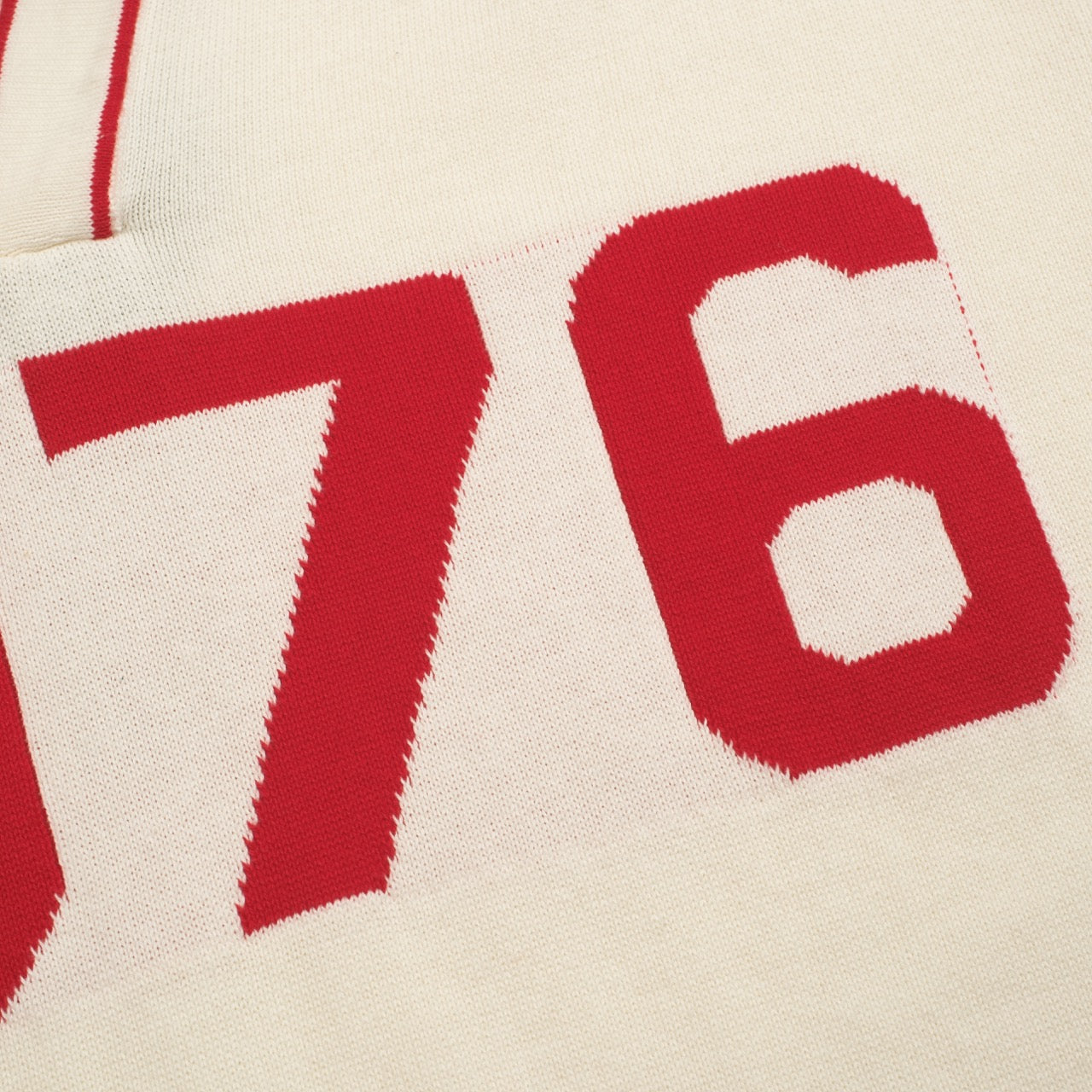 Men's V-Neck Knitted Polo in White Apricot 1976