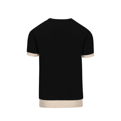 Vintage Black Knitted Jacquard T-shirt for Men 1977