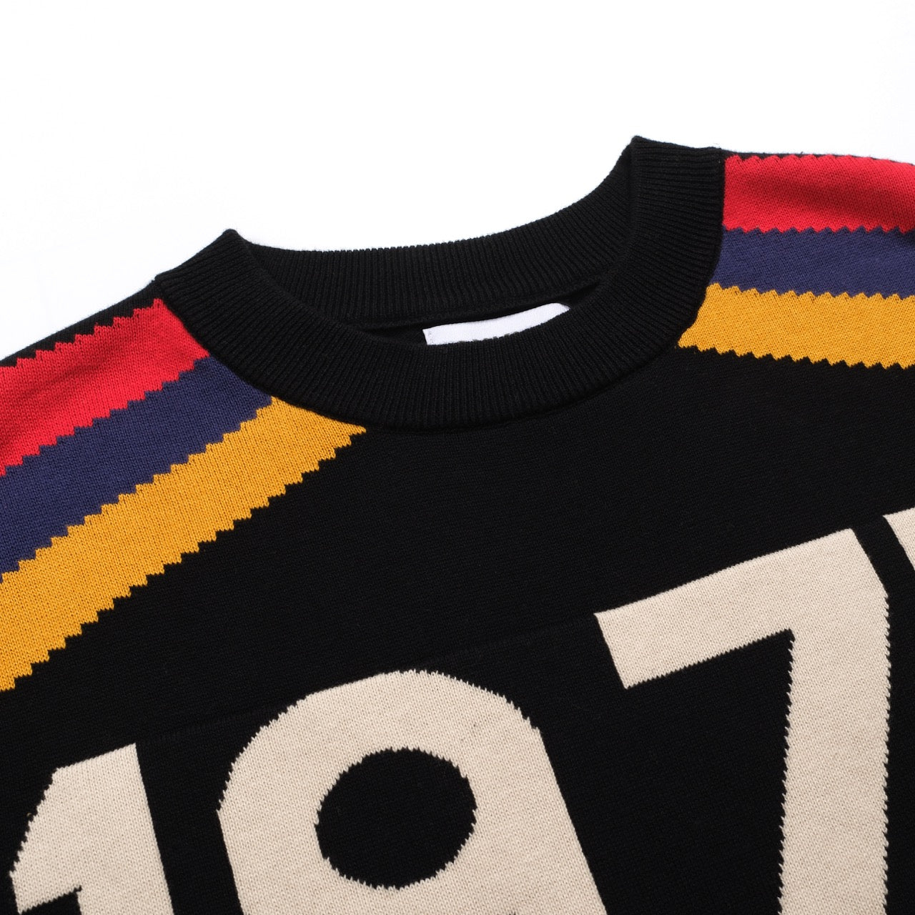 Vintage Black Knitted Jacquard T-shirt for Men 1977