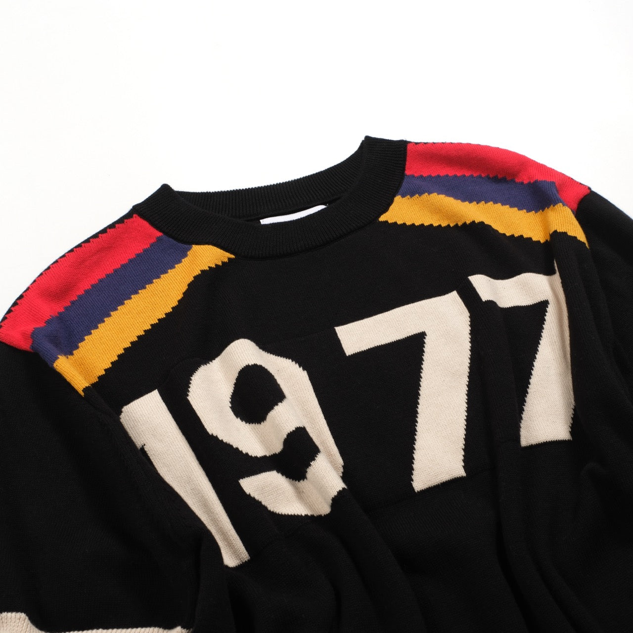 Vintage Black Knitted Jacquard T-shirt for Men 1977