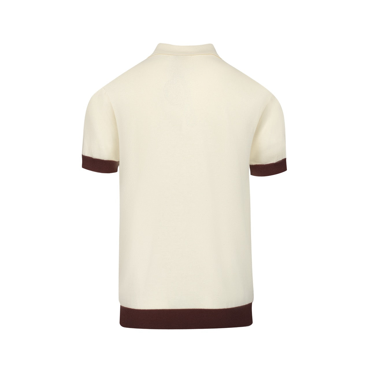 Vintage 1973 Jacquard Knitted Polo for Men in Apricot White