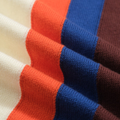 Vintage 1973 Jacquard Knitted Polo for Men in Apricot White