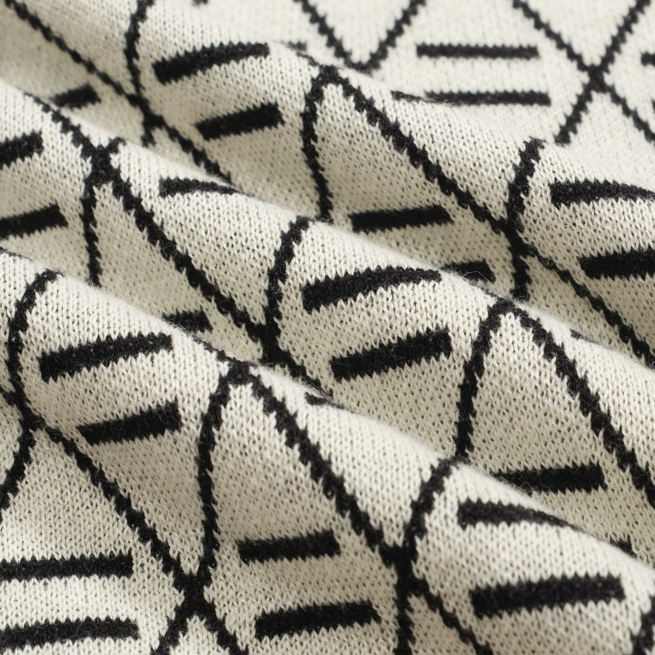 Black Jacquard Knit Polo for Men