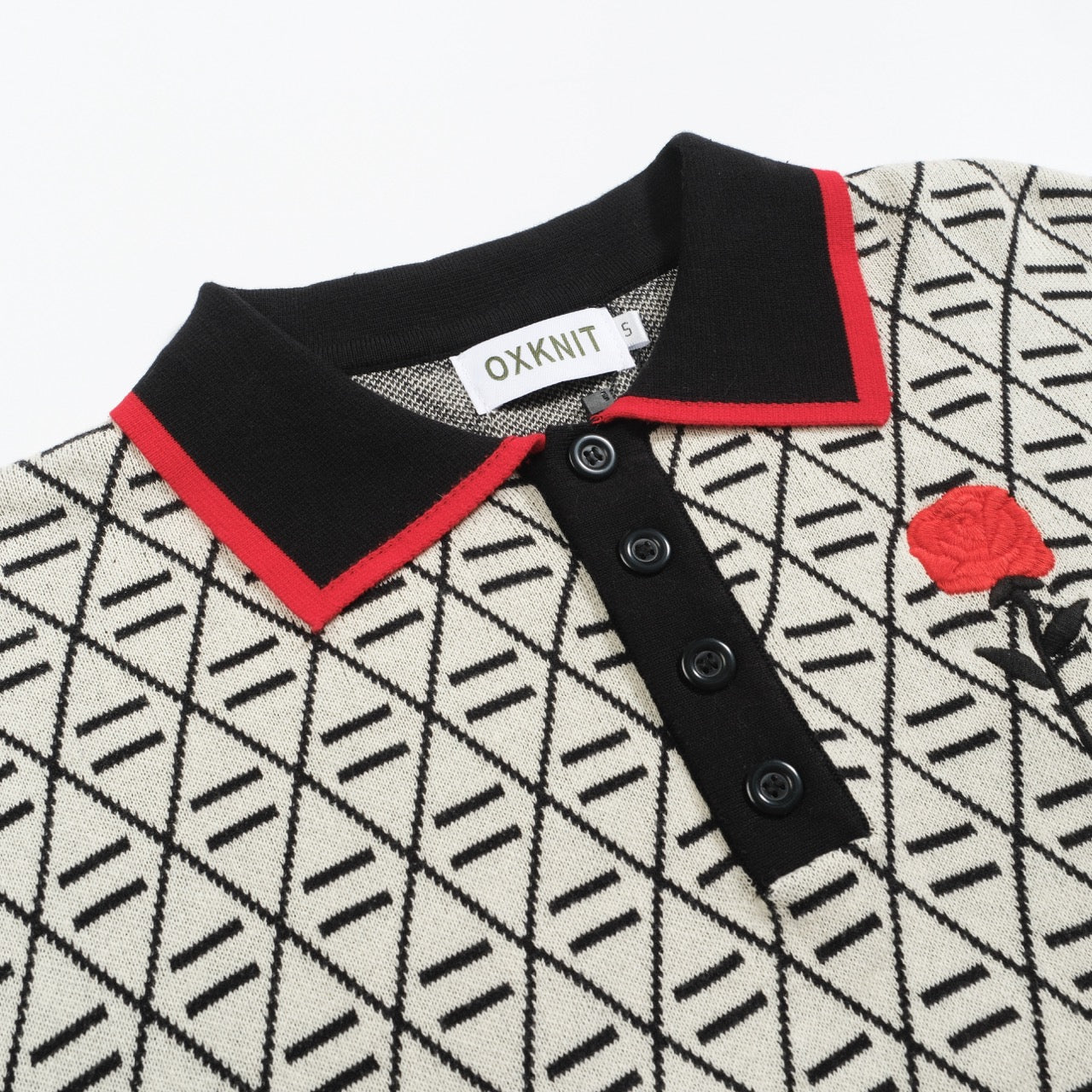 Black Jacquard Knit Polo for Men