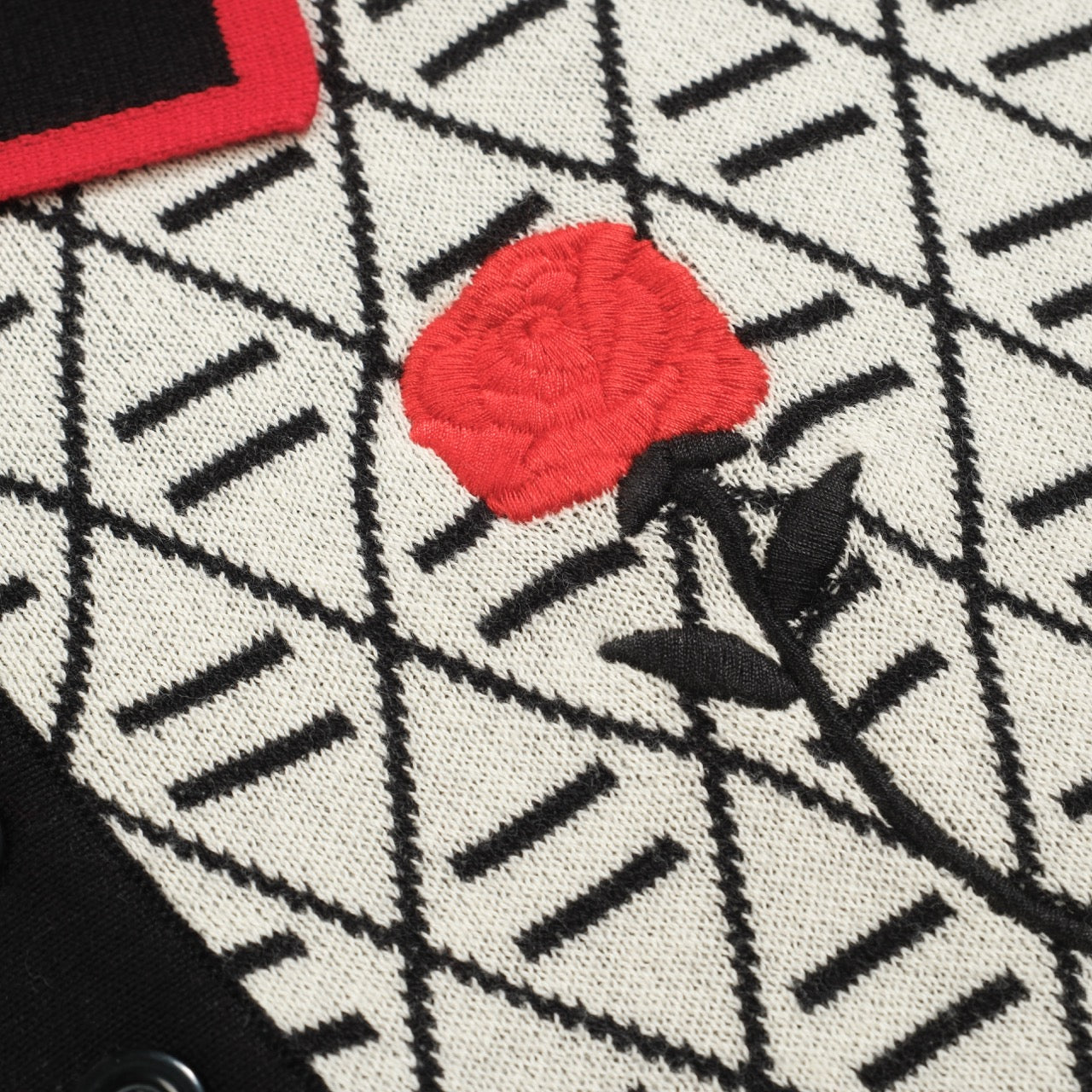 Black Jacquard Knit Polo for Men