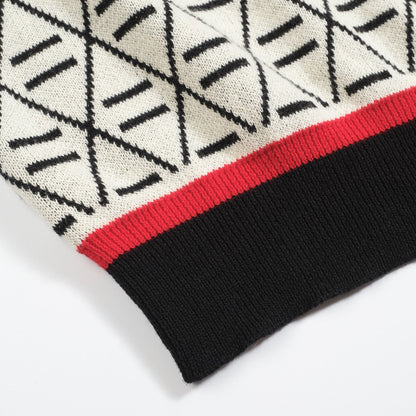 Black Jacquard Knit Polo for Men