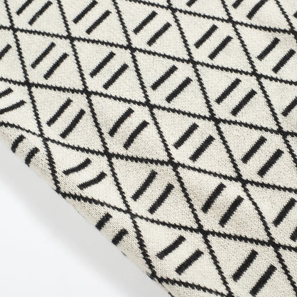 Black Jacquard Knit Polo for Men