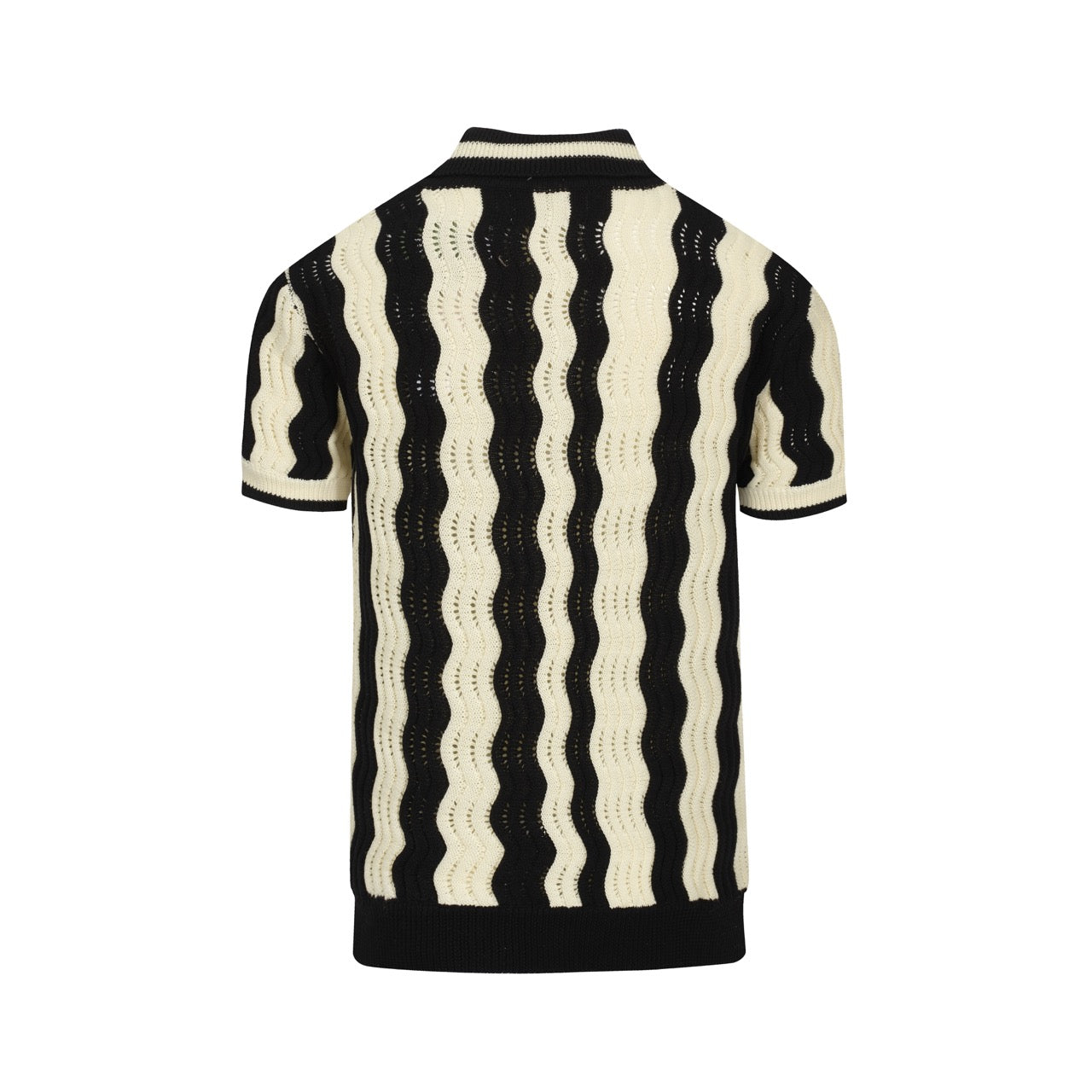 Vintage Black Textured Jacquard Polo for Men