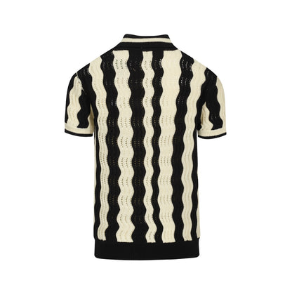 Vintage Black Textured Jacquard Polo for Men
