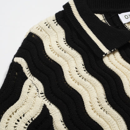 Vintage Black Textured Jacquard Polo for Men