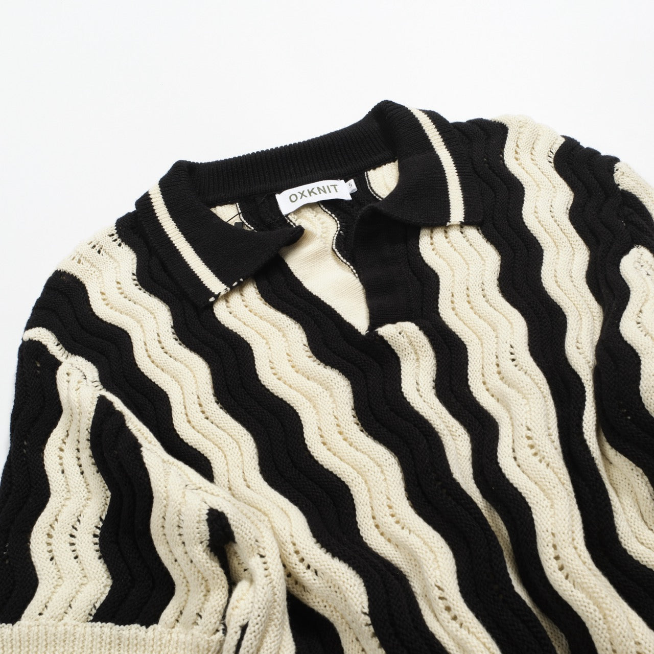 Vintage Black Textured Jacquard Polo for Men