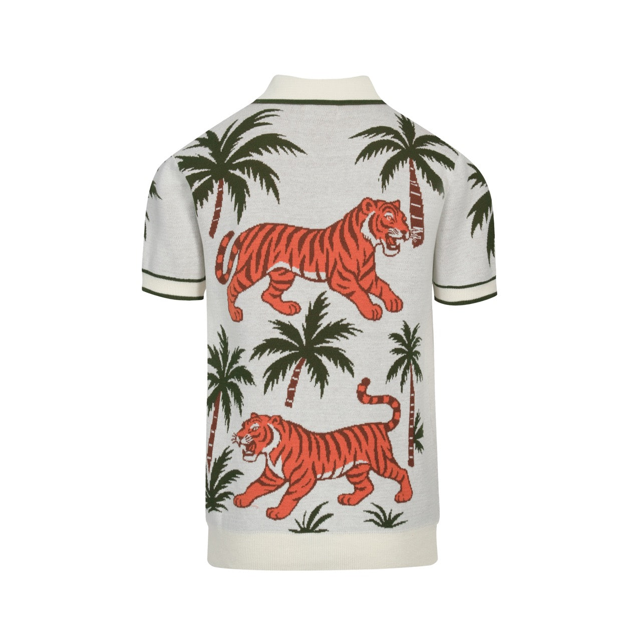 White Apricot Animal Jacquard Polo V for Men