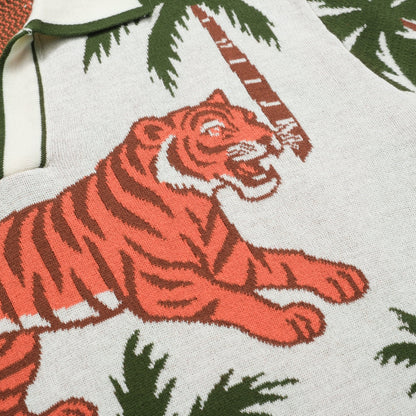 White Apricot Animal Jacquard Polo V for Men