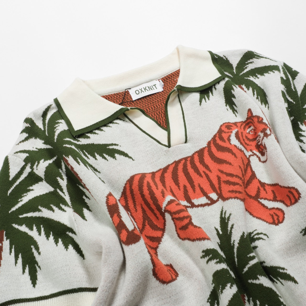 White Apricot Animal Jacquard Polo V for Men