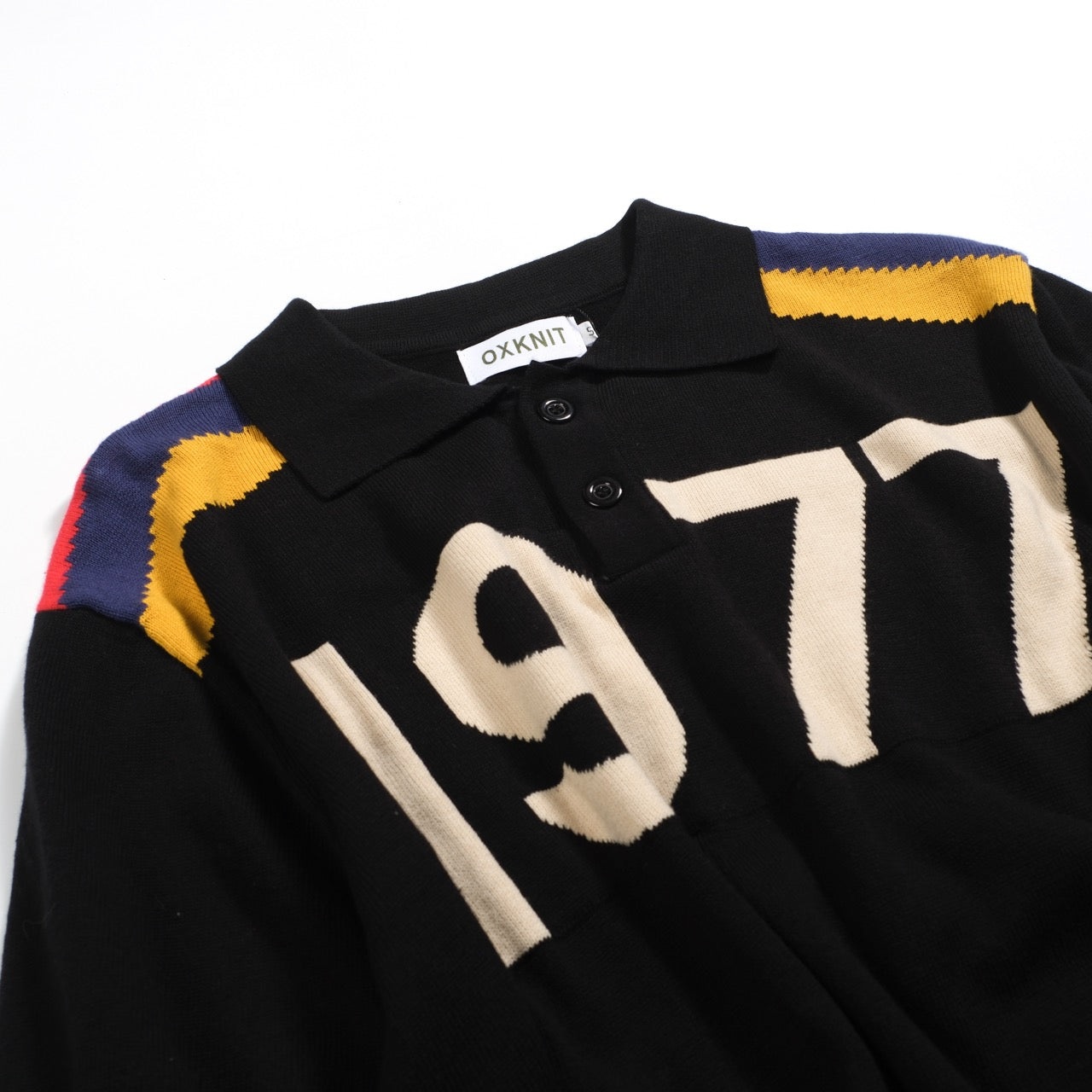 Vintage Black Jacquard Polo for Men 1977