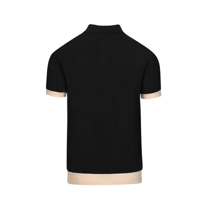 Vintage Black Jacquard Polo for Men 1977