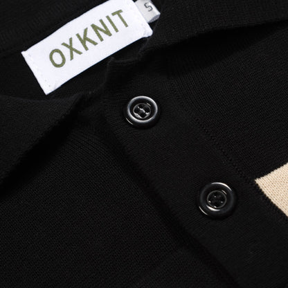 Vintage Black Jacquard Polo for Men 1977